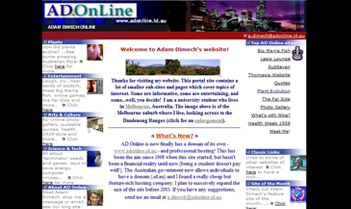 Screen shot of website in January 2003